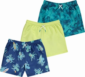 2 or 3-Pack Boys Swim Trunks, Kids Quick Dry Swimming Shorts with Liner - Solid/Printed Swimwear