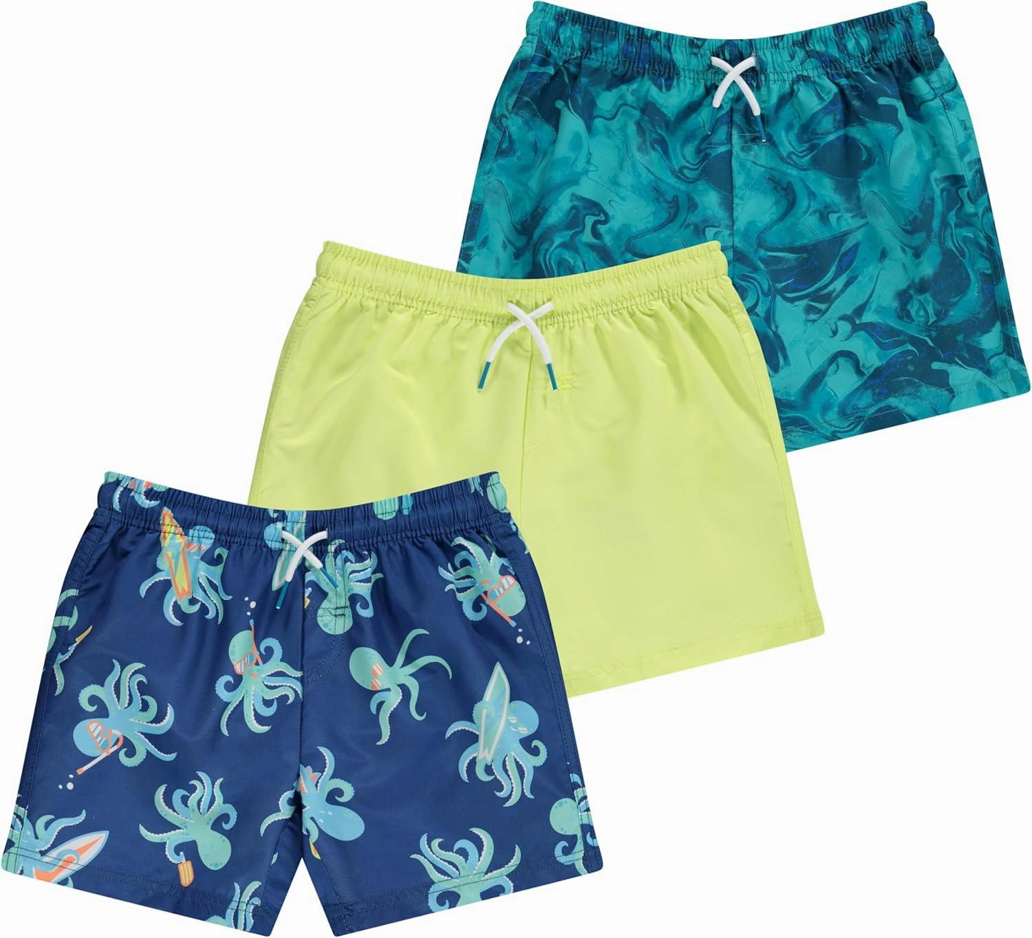 2 or 3-Pack Boys Swim Trunks, Kids Quick Dry Swimming Shorts with Liner - Solid/Printed Swimwear