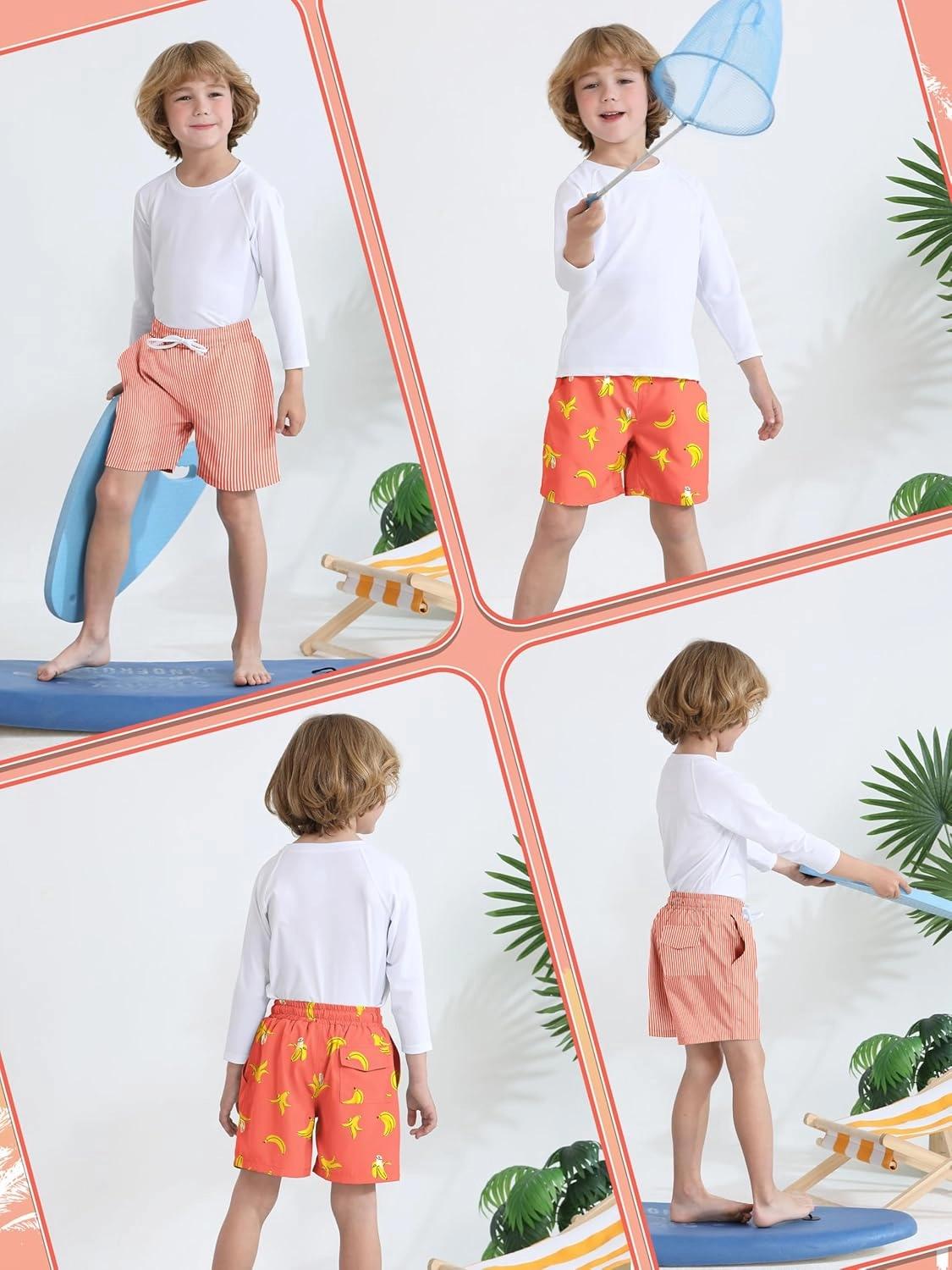 2 Pack Toddler Boys Swim Trunks UPF 50  Swim Shorts with Mesh Liner Boy Stretch Suit Swimsuit