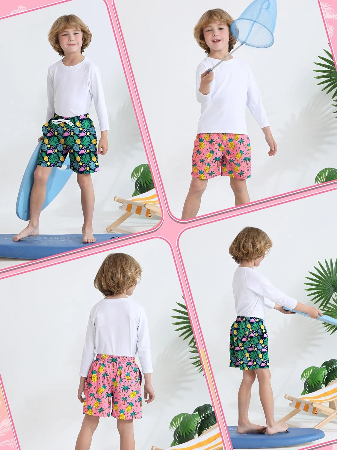 2 Pack Toddler Boys Swim Trunks UPF 50  Swim Shorts with Mesh Liner Boy Stretch Suit Swimsuit