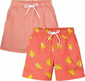 2 Pack Toddler Boys Swim Trunks UPF 50  Swim Shorts with Mesh Liner Boy Stretch Suit Swimsuit