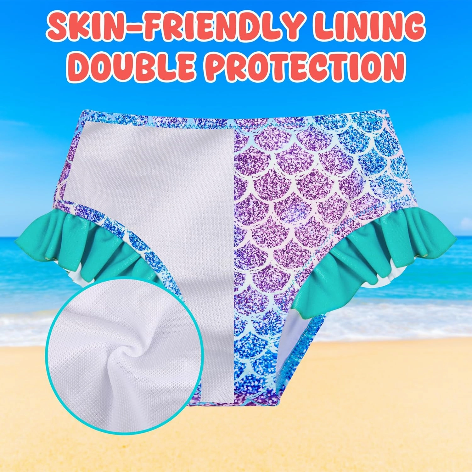 3 Pcs Girls Long Sleeve Swimsuit Rash Guard Swimsuit Quick Dry Tankini Bathing Suits Girls' Swimwear 4-8 Years