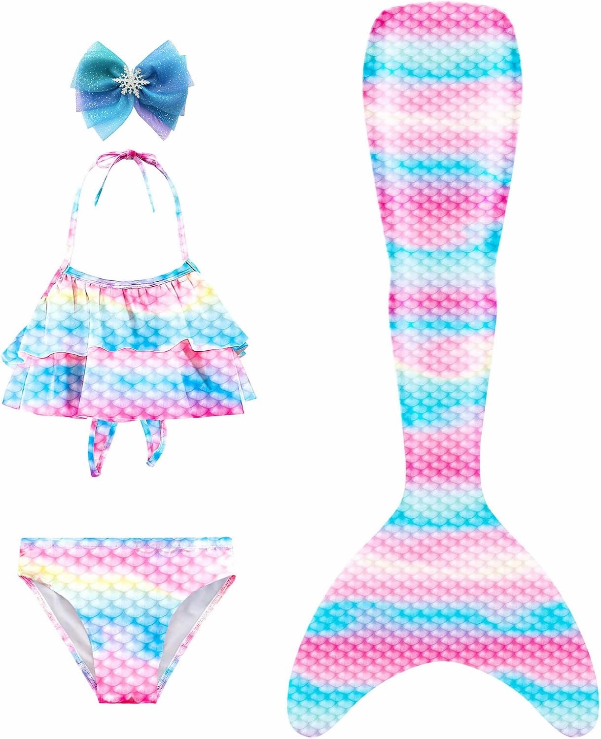 3 PCS Girls Swimsuit Bathing Suits Bikini with Cover Up Birthday Gift for Girl 3-9 Years