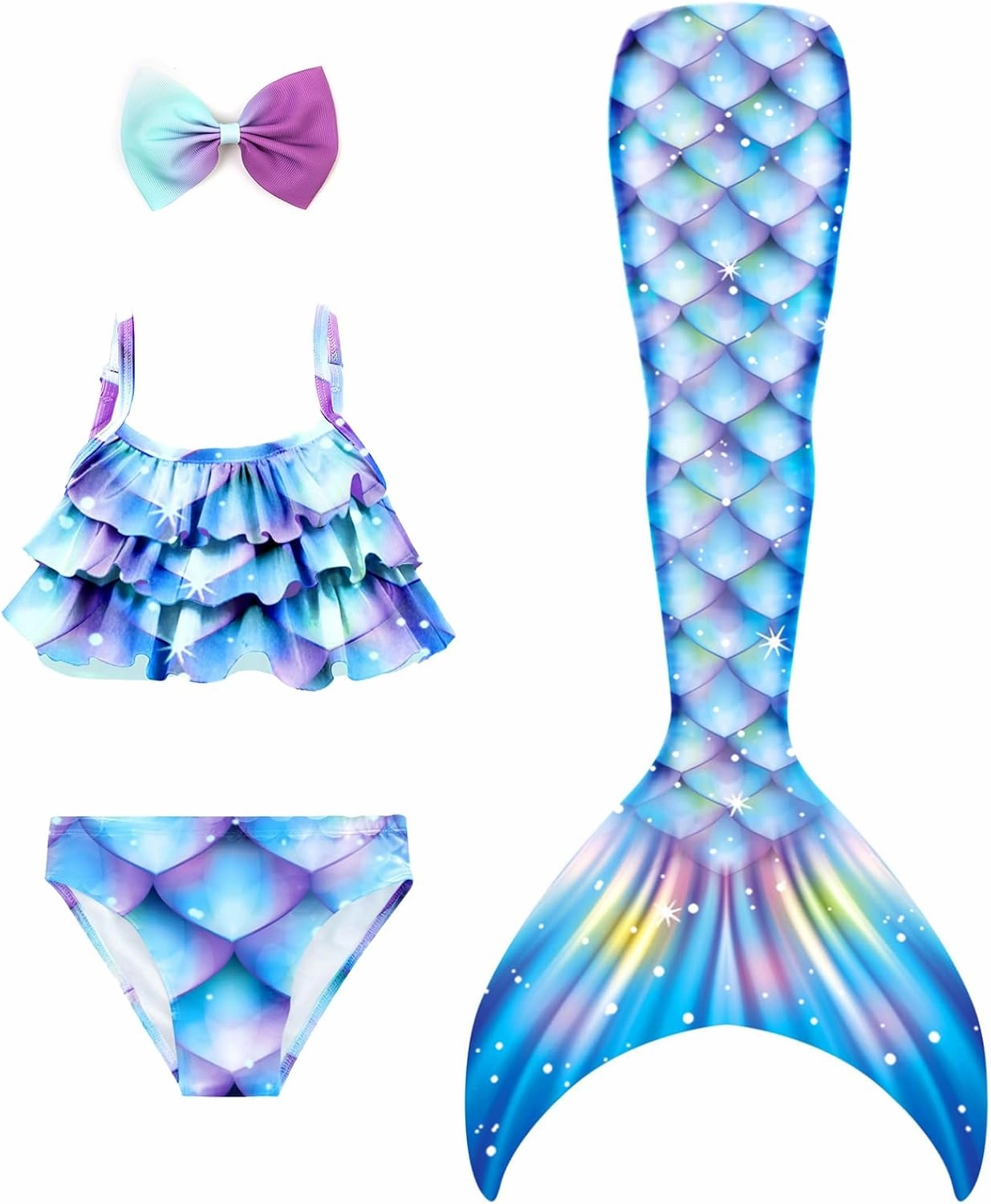 3 PCS Girls Swimsuit Bathing Suits Bikini with Cover Up Birthday Gift for Girl 3-9 Years