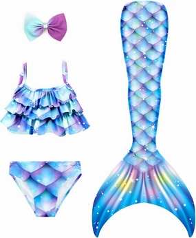 3 PCS Girls Swimsuit Bathing Suits Bikini with Cover Up Birthday Gift for Girl 3-9 Years