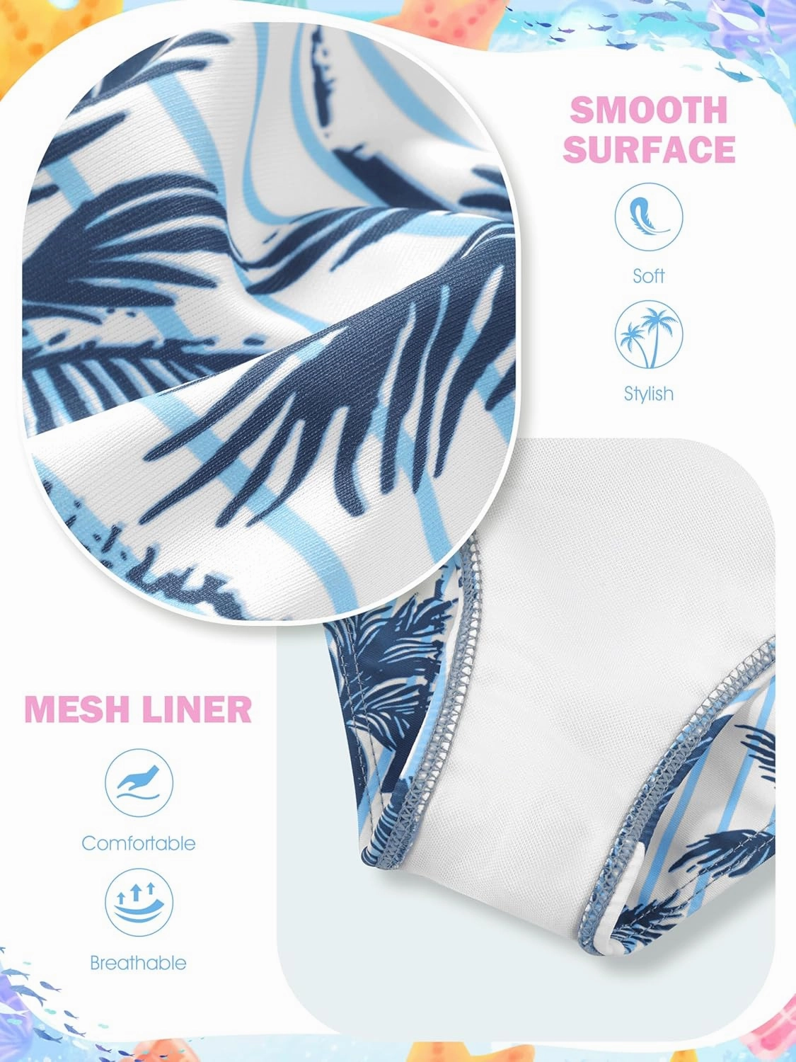 3 Pieces Girls Swimsuits Bikini Set Tropical Print Bikini Set Criss Cross Bathing Suit with Cover Up Skirt for Kids