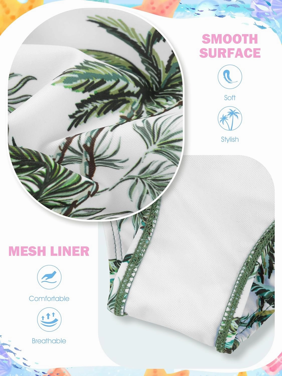 3 Pieces Girls Swimsuits Bikini Set Tropical Print Bikini Set Criss Cross Bathing Suit with Cover Up Skirt for Kids