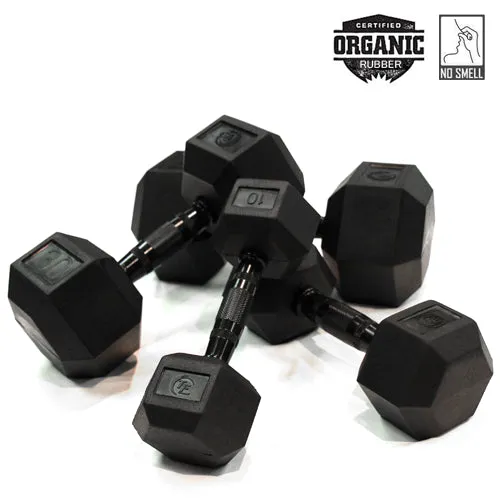 100lb Virgin Rubber Hex Dumbbell Low Odour SDVR-100, Steel Plates