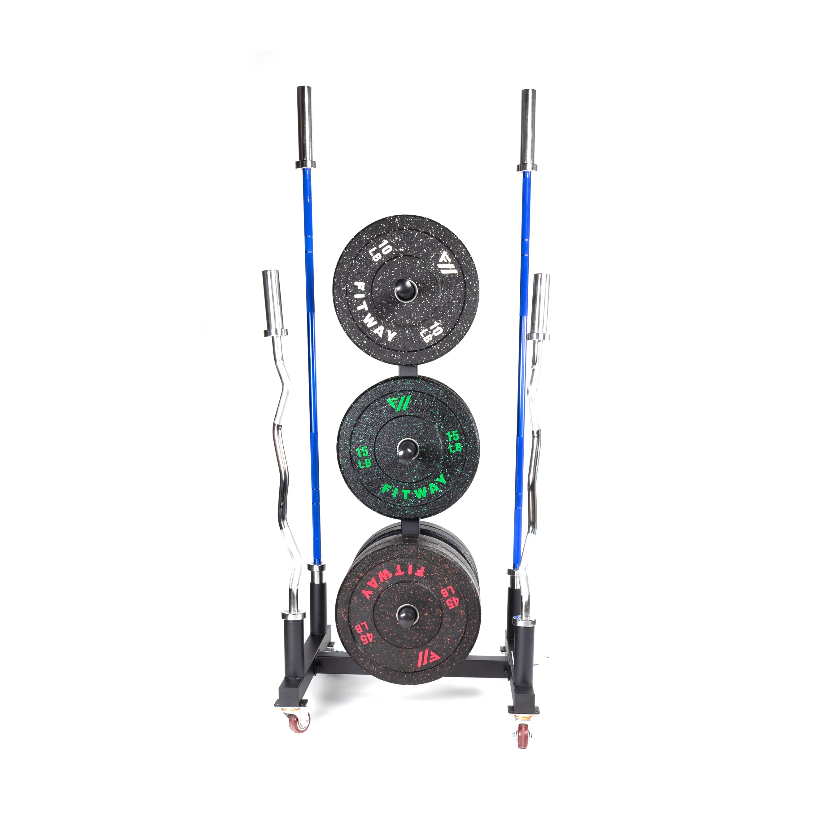 Fitway Bumper Plate Rack with Wheels, Bars, Fitness tracker watch, Air,Magnetic Rowers