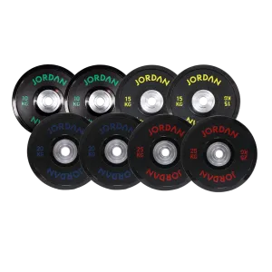 A Smarter Choice Jordan Black Urethane Competition Plate - Coloured Text 140kg Set Limited Edition, Medicine Balls,Slam Balls, Weightlifting chalk, Twist Plates