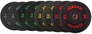 Act Fast Jordan HG Black Rubber Bumper Plate - Coloured Fleck - 150kg Set Everyones Talking, Multi Functional Trainers, Weight Bar Collars