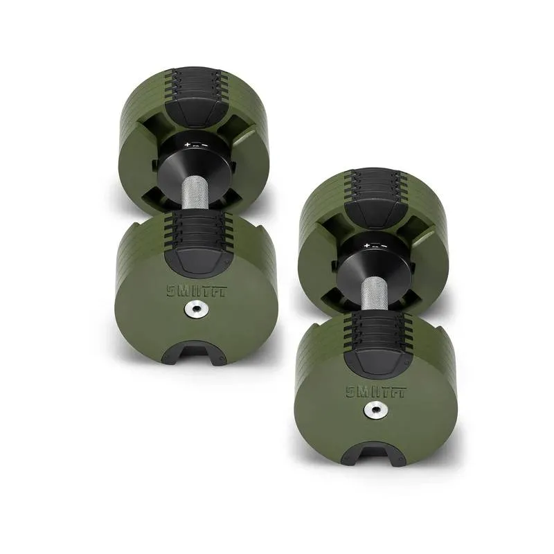 SMRTFT Nobells - 5-50lb Adjustable Dumbbell Pair - Tactical, Kettlebells, Acupressure mat, Push up bars