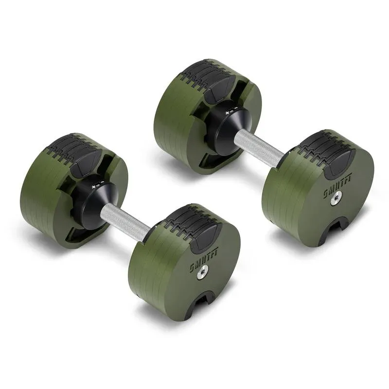 SMRTFT Nobells - 5-50lb Adjustable Dumbbell Pair - Tactical, Family yoga mat set, Posture corrector, Yoga bolster pillow