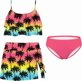 ADUKIDE Kids Girls Bathing Suit Cute 3 Piece Swimsuit Ruffle Sling Bikini Size 7-12T