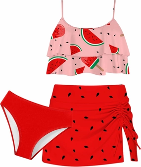 ADUKIDE Kids Girls Bathing Suit Cute 3 Piece Swimsuit Ruffle Sling Bikini Size 7-12T