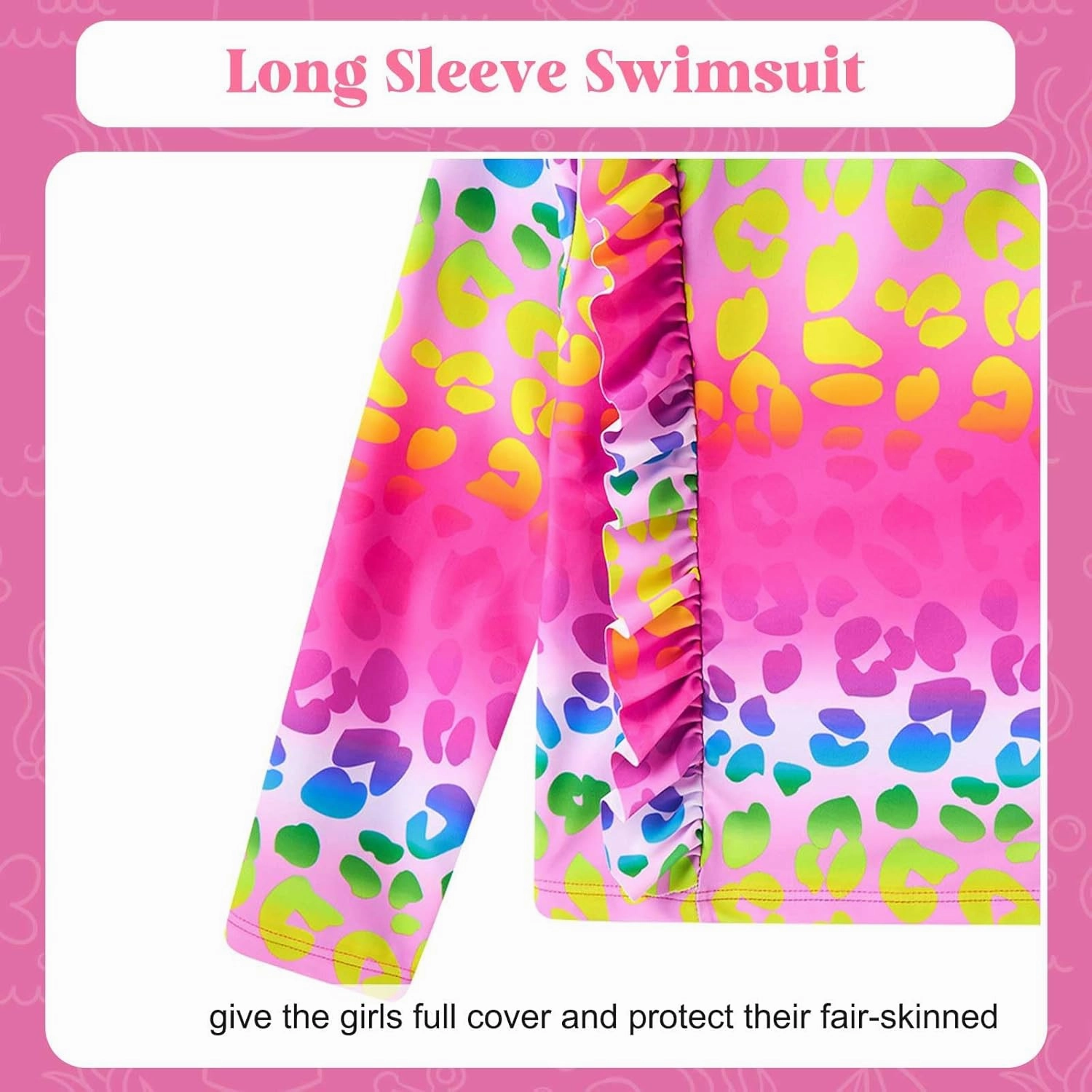 ADUKIDE Toddler Girl Swimsuit 2-6T Swimsuits for Girls Long Sleeve Bathing Suit for Toddler Girl 2 Piece Swimwear