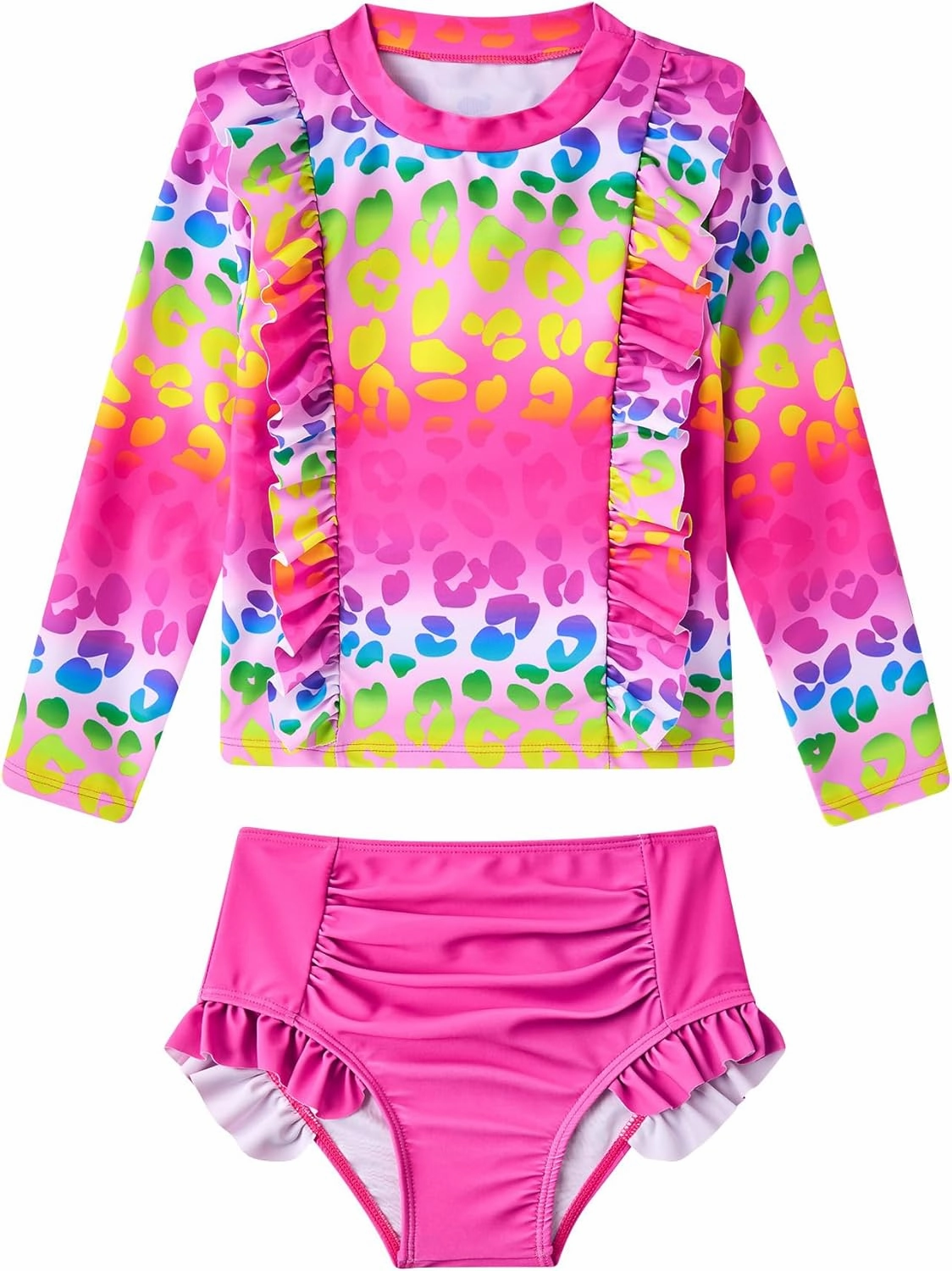 ADUKIDE Toddler Girl Swimsuit 2-6T Swimsuits for Girls Long Sleeve Bathing Suit for Toddler Girl 2 Piece Swimwear
