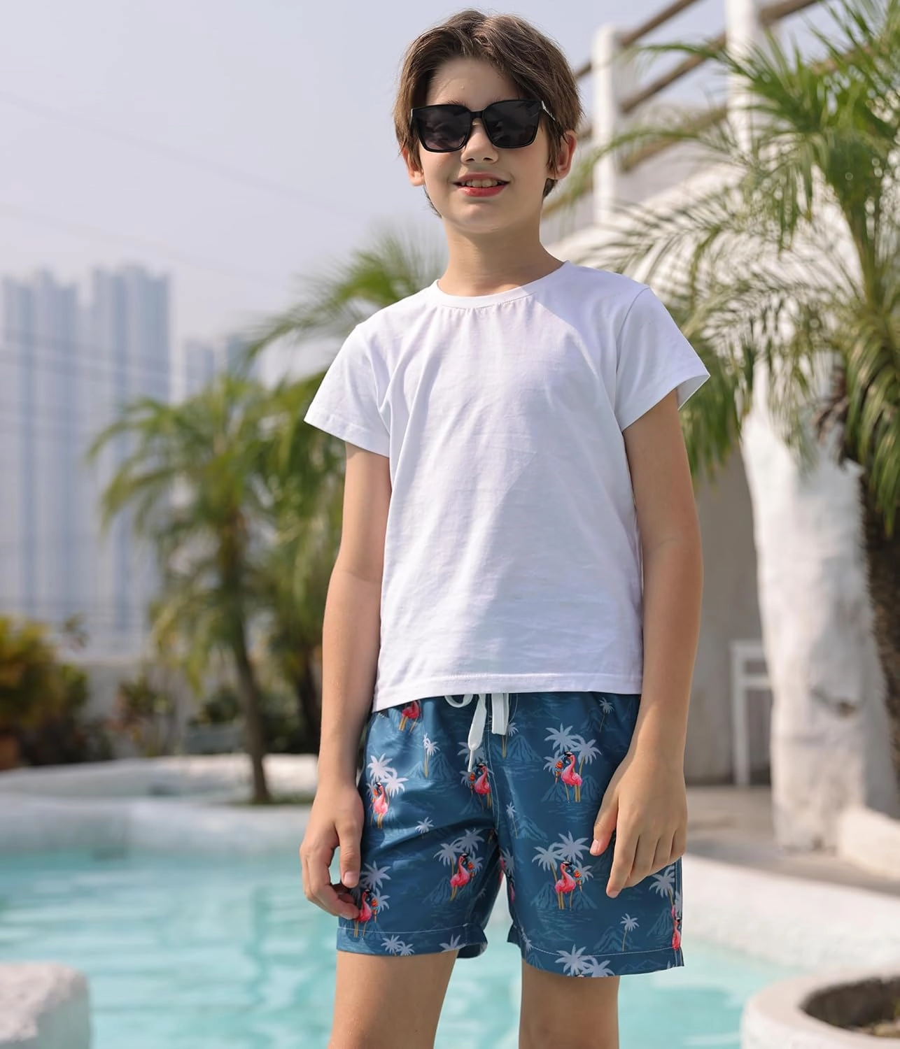 Ahegao Boys Swim Trunks with Compression Liner Big Kids Bathing Suit Quick Dry Board Shorts for 6-20 Years