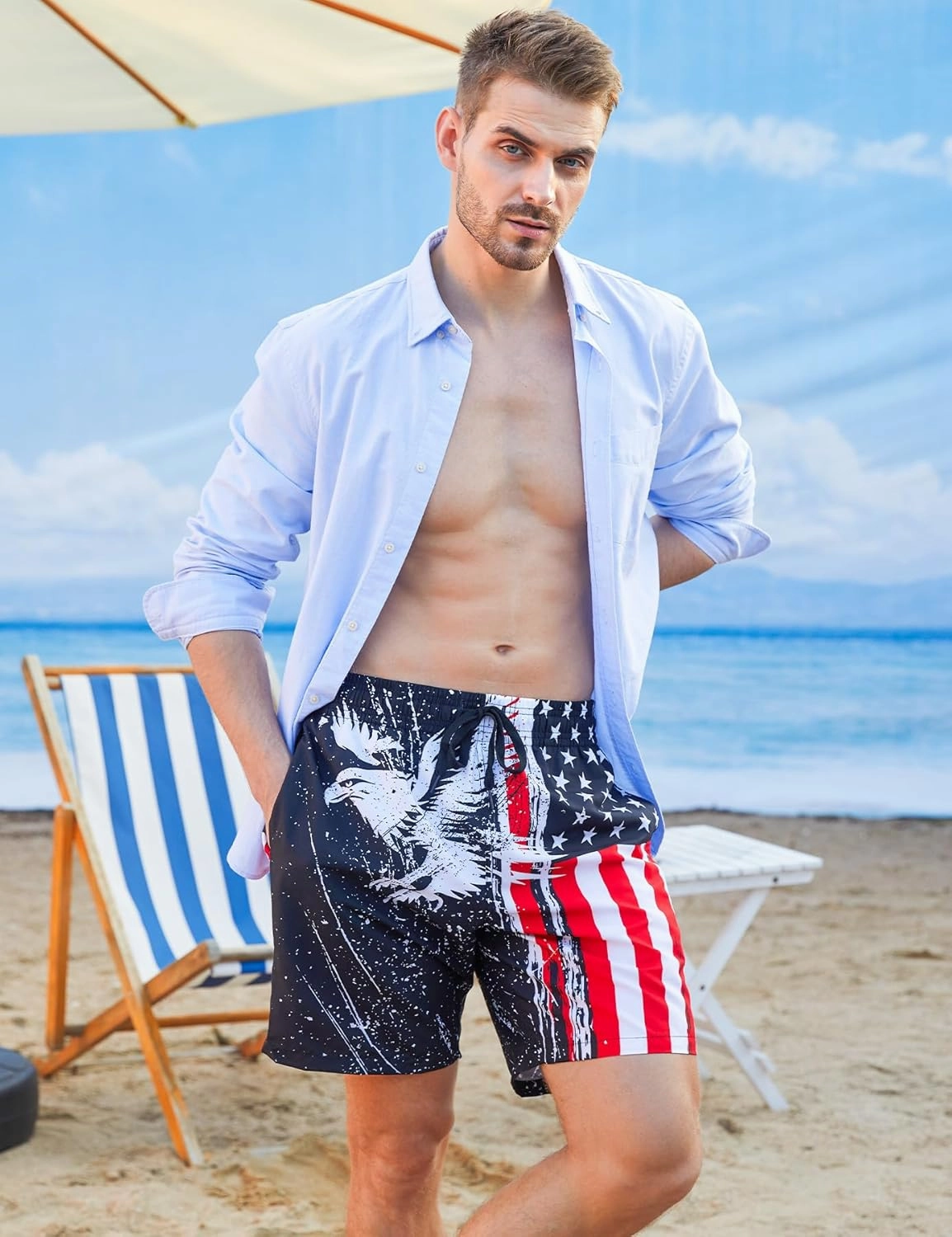 Ahegao Men's Swim Trunks Quick Dry 3D Printed Beach Board Shorts with Pockets Cool Mesh Lining Bathing Suits