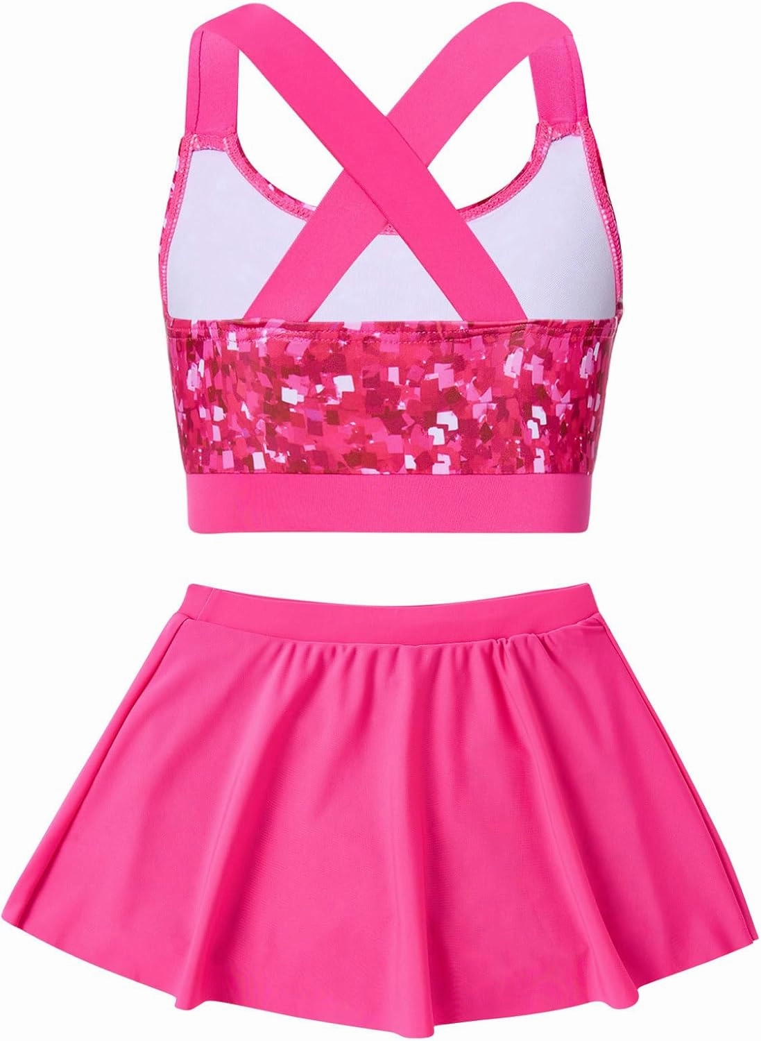 AIDEAONE Girls Swimsuit Two Piece Tankini Skirt Set with Boyshort Summer Beach Bathing Suit Size 6-13
