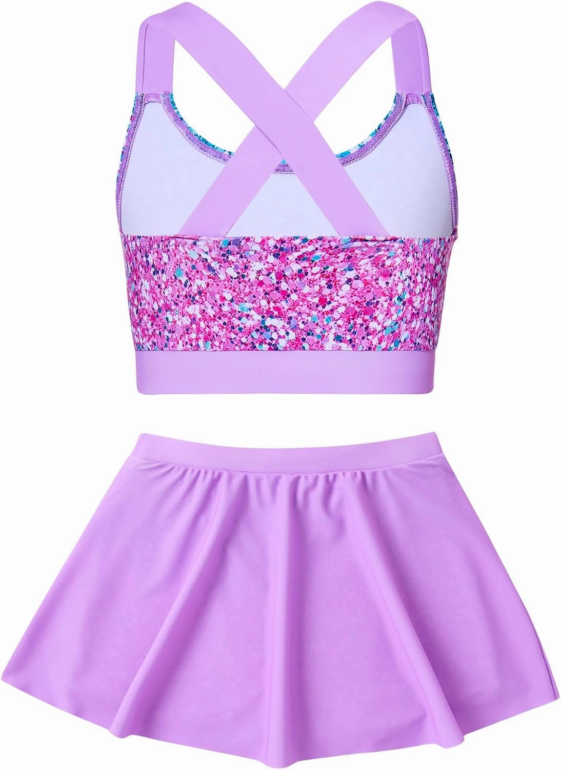 AIDEAONE Girls Swimsuit Two Piece Tankini Skirt Set with Boyshort Summer Beach Bathing Suit Size 6-13