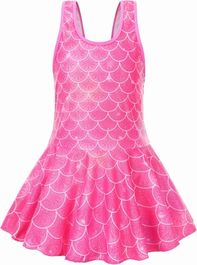 Akokvlar Girl One Piece Swimsuit with Skirt Bathing Suit Swimwear 3-16Y