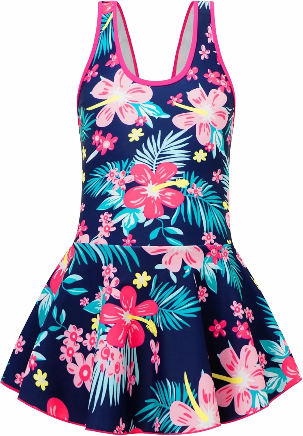 Akokvlar Girl One Piece Swimsuit with Skirt Bathing Suit Swimwear 3-16Y