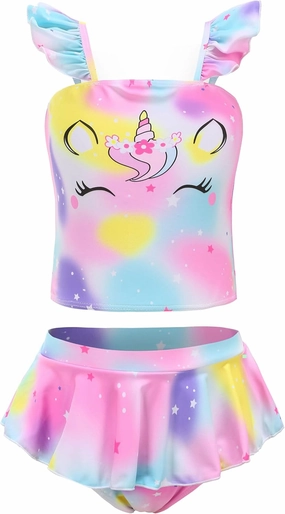 Akokvlar Two Pieces Swimsuit Mermaid Bikinis Tankini Bathing Suit for Little Girls