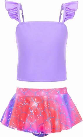 Akokvlar Two Pieces Swimsuit Mermaid Bikinis Tankini Bathing Suit for Little Girls