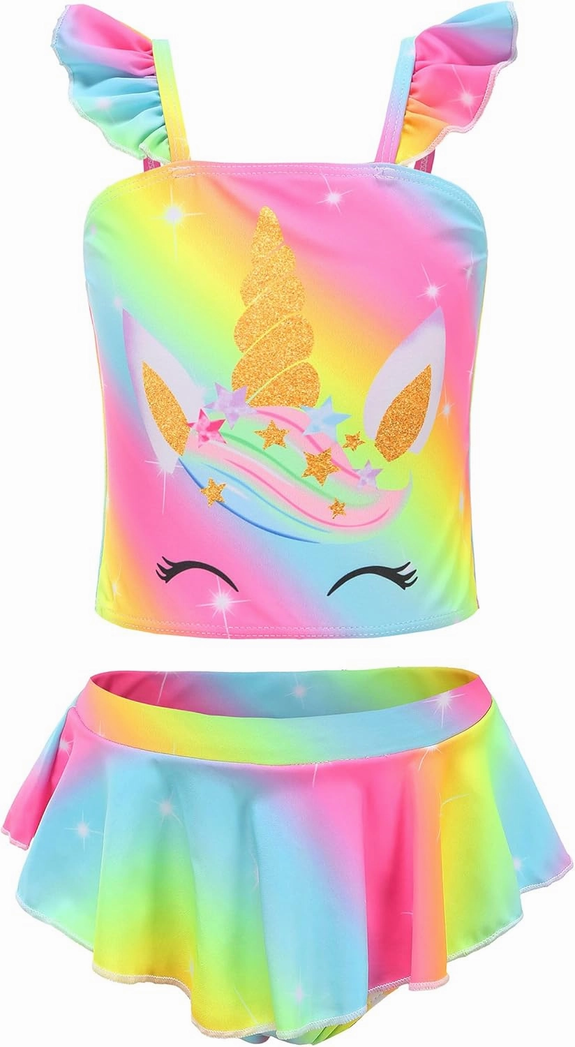 Akokvlar Two Pieces Swimsuit Mermaid Bikinis Tankini Bathing Suit for Little Girls