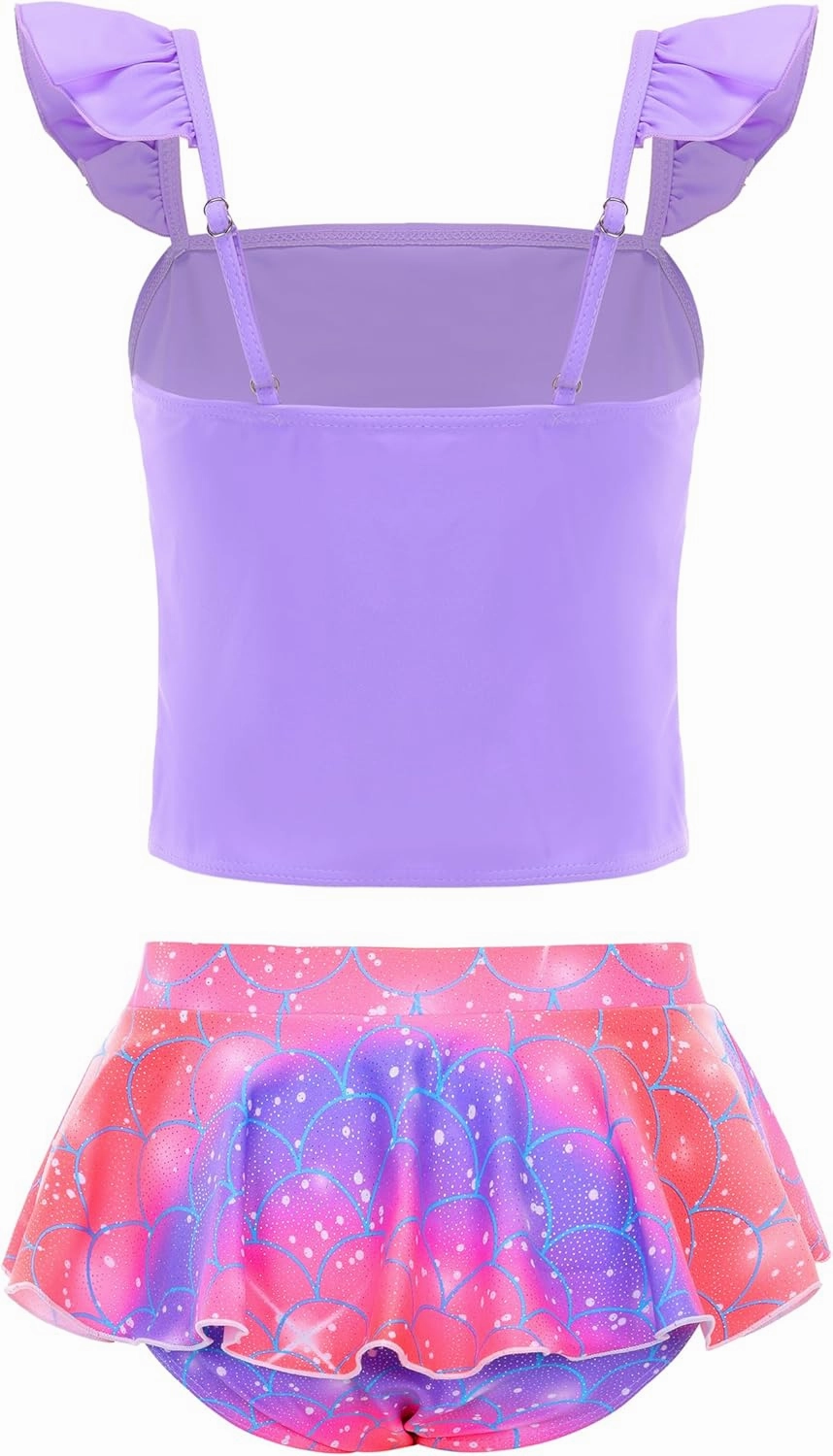Akokvlar Two Pieces Swimsuit Mermaid Bikinis Tankini Bathing Suit for Little Girls