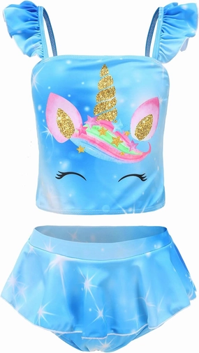 Akokvlar Two Pieces Swimsuit Mermaid Bikinis Tankini Bathing Suit for Little Girls