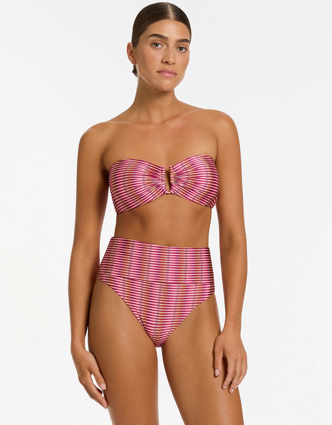 Alessia Geo Bandeau Bikini Top - Peony