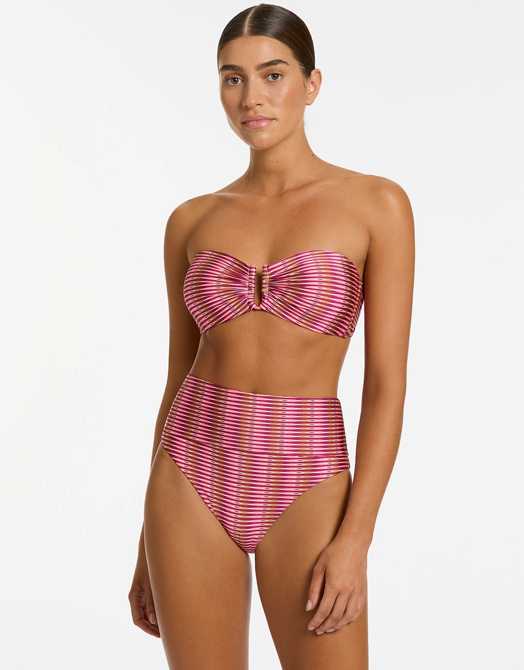 Alessia Geo Bandeau Bikini Top - Peony