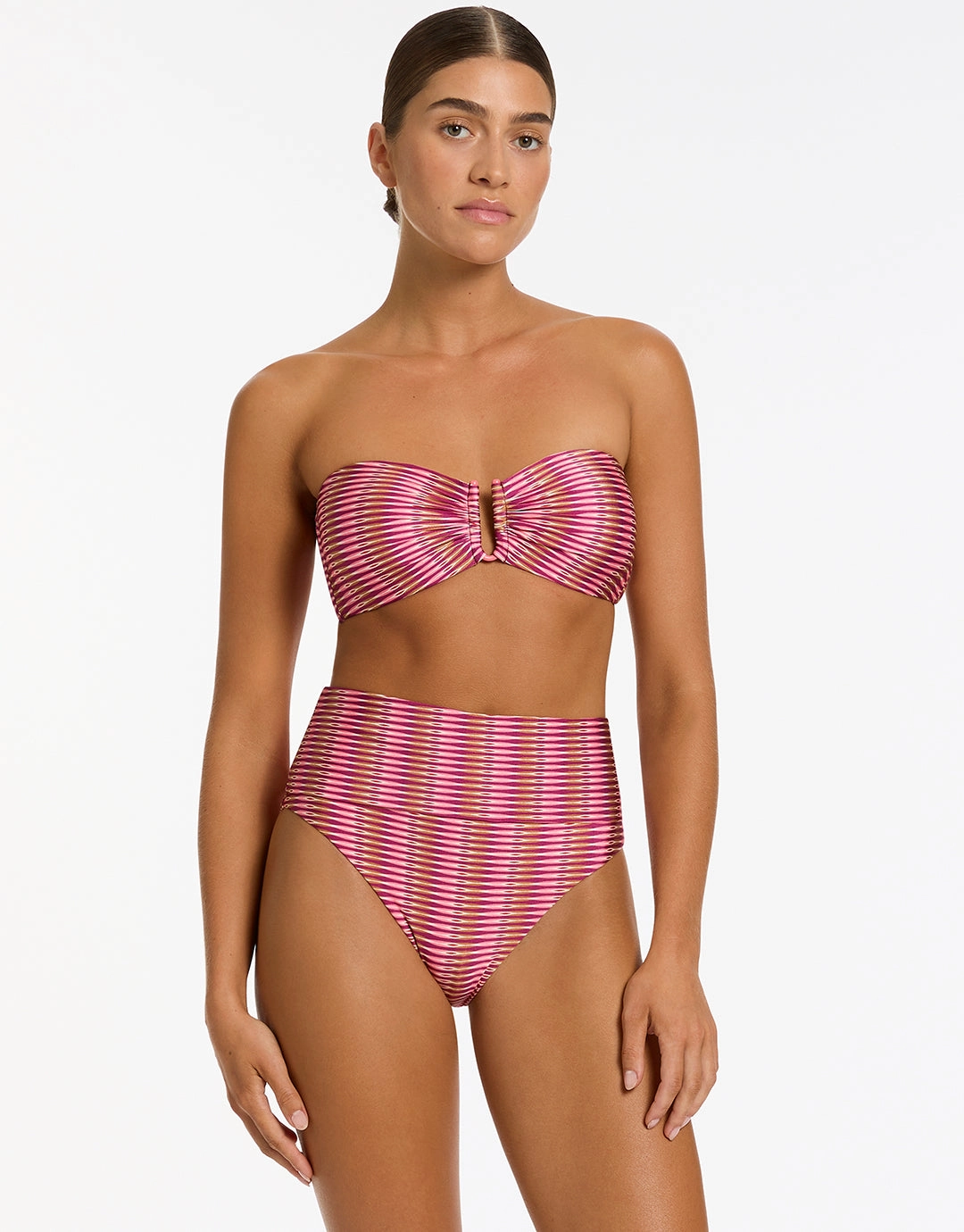 Alessia Geo Bandeau Bikini Top - Peony