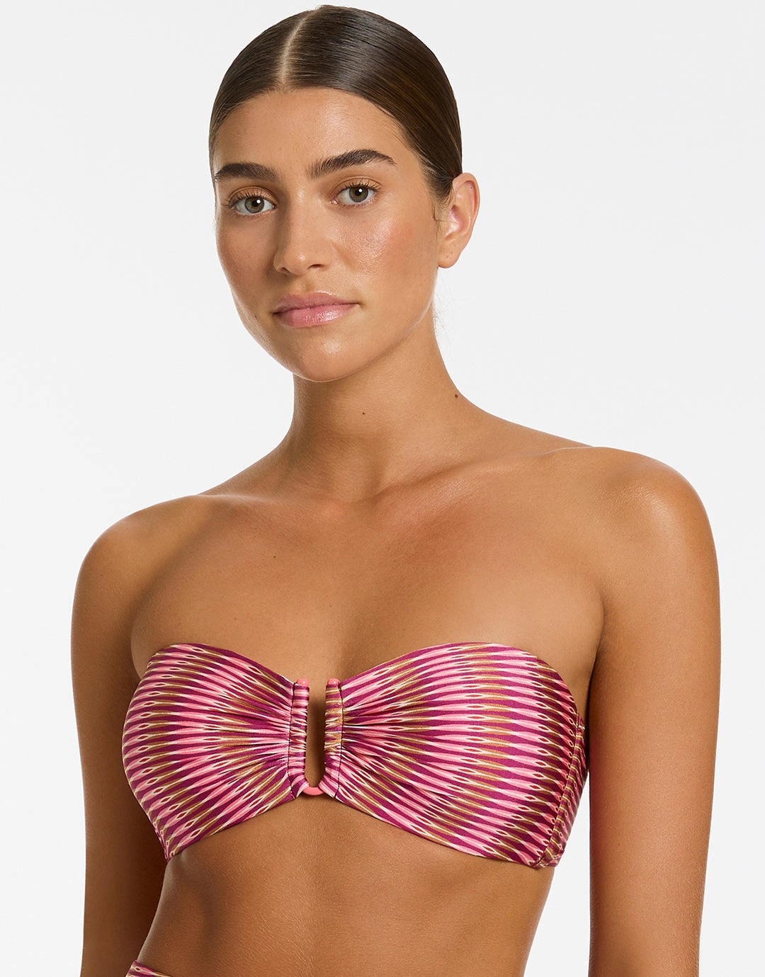 Alessia Geo Bandeau Bikini Top - Peony