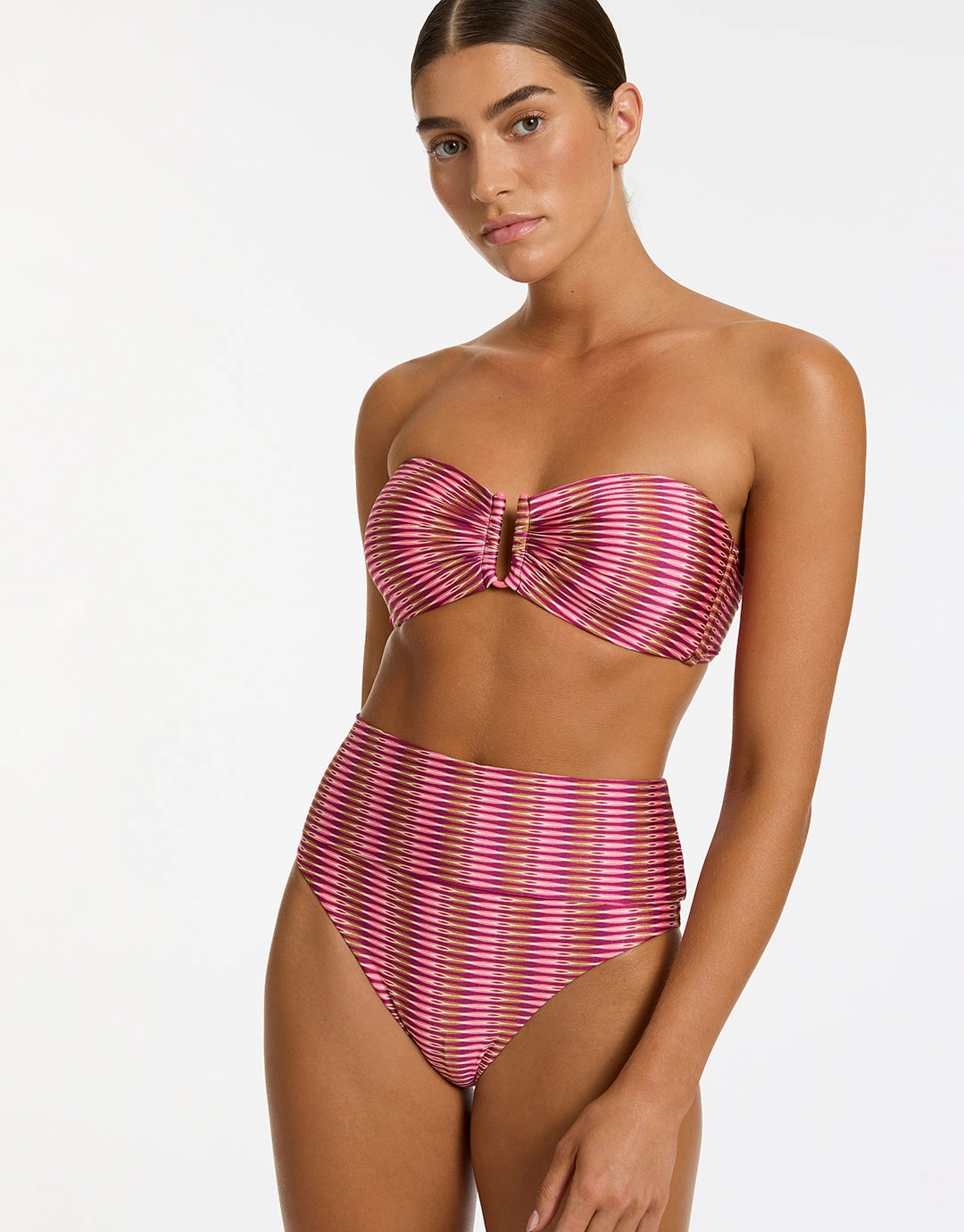 Alessia Geo Fold Down Bikini Pant - Peony