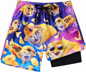 ALISISTER Boys Swim Trunks with Compression Liner with Pockets Bathing Suit 2-20 Years Old