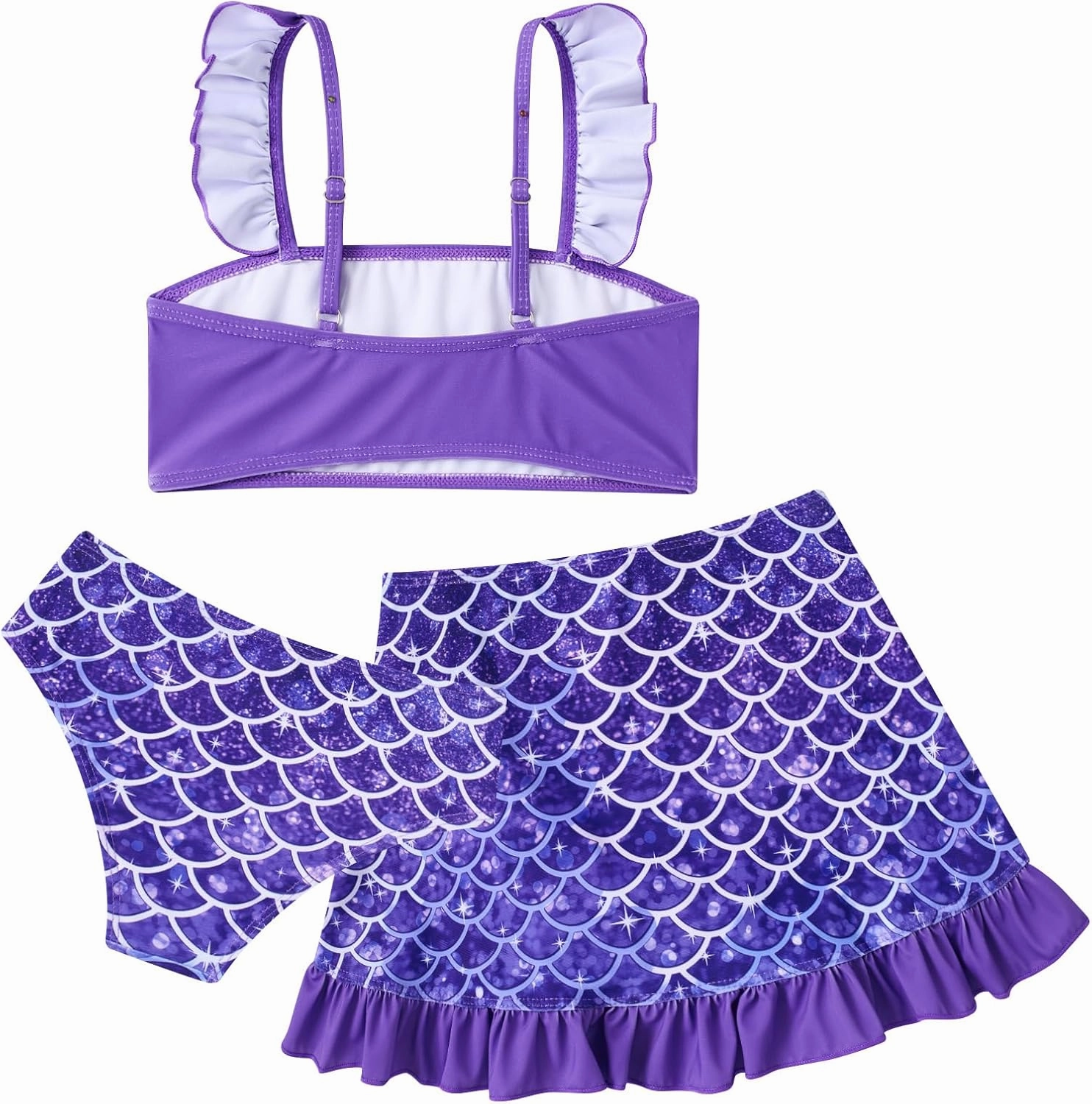ALISISTER Girls Bathing Suits 3 Piece Swimsuit Summer Bikini Tankini Sets with Cover Up Skirt for 5-12 Years