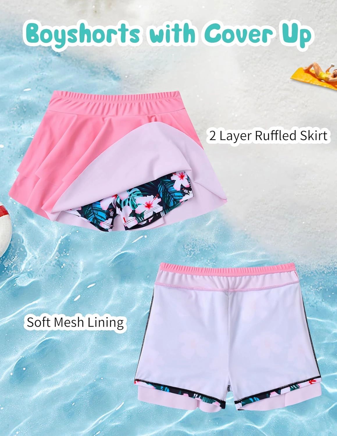 ALISISTER Girls Tankini Swimsuit Two Piece Bathing Suits Summer Beach Swimwear with Shorts for 7-12 Years