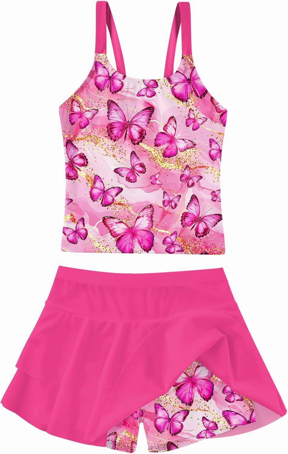 ALISISTER Girls Tankini Swimsuit Two Piece Bathing Suits Summer Beach Swimwear with Shorts for 7-12 Years