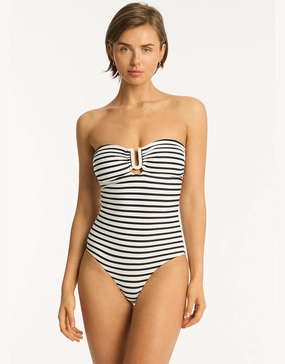 Amalfi U Bar Bandeau Swimsuit - White and Black