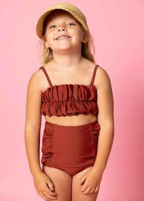 Amber Brown | Mini Down in Front Ruffle Bottoms