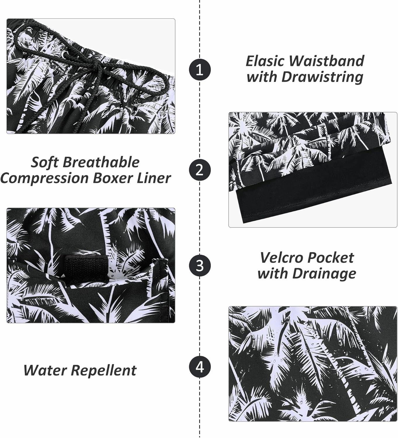 American Trends Men's Swim Trunks Board Shorts Quick Dry Mens Swimming Trunks with Compression Liner
