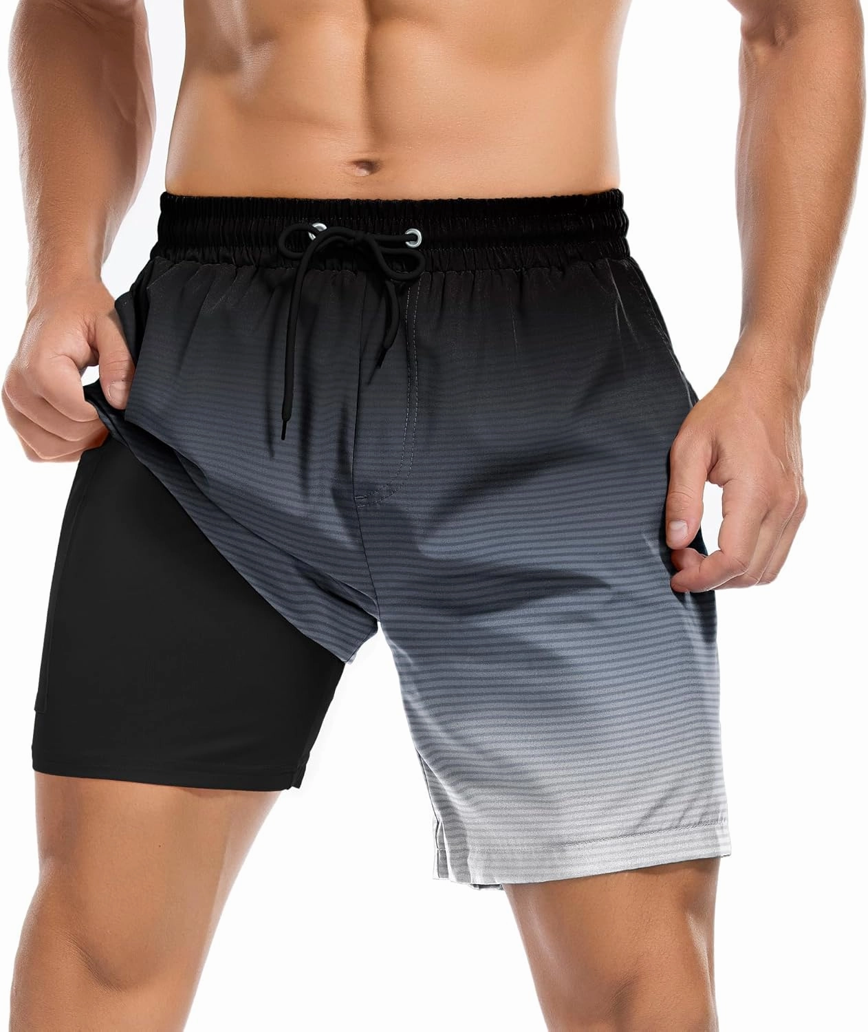 American Trends Mens Swim Trunks with Compression Liner Board Shorts for Men Quick Dry Swimsuits Bathing Suit Swimwear M-XXL