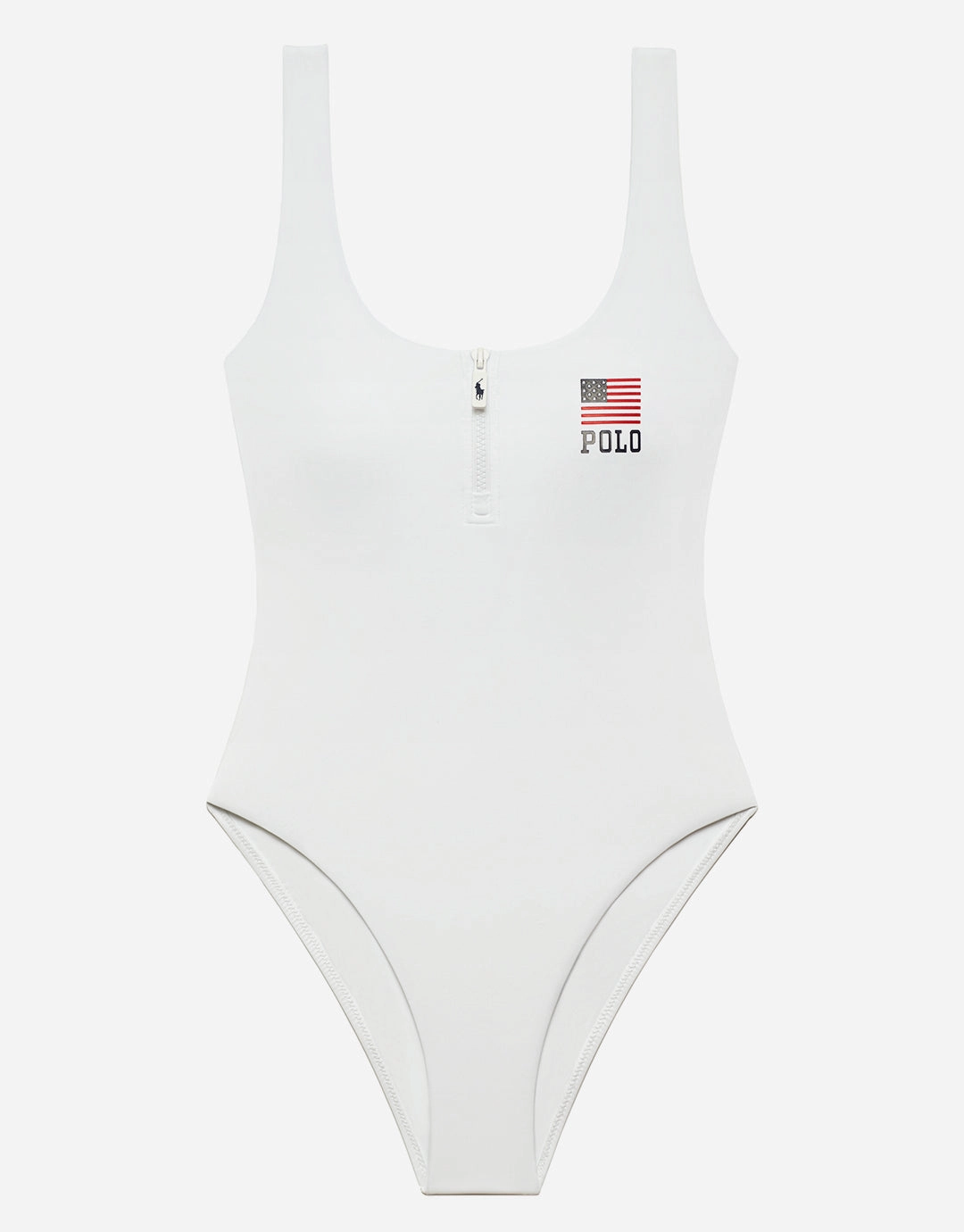 Americana Zipper Scoop Tank Swimsuit - White