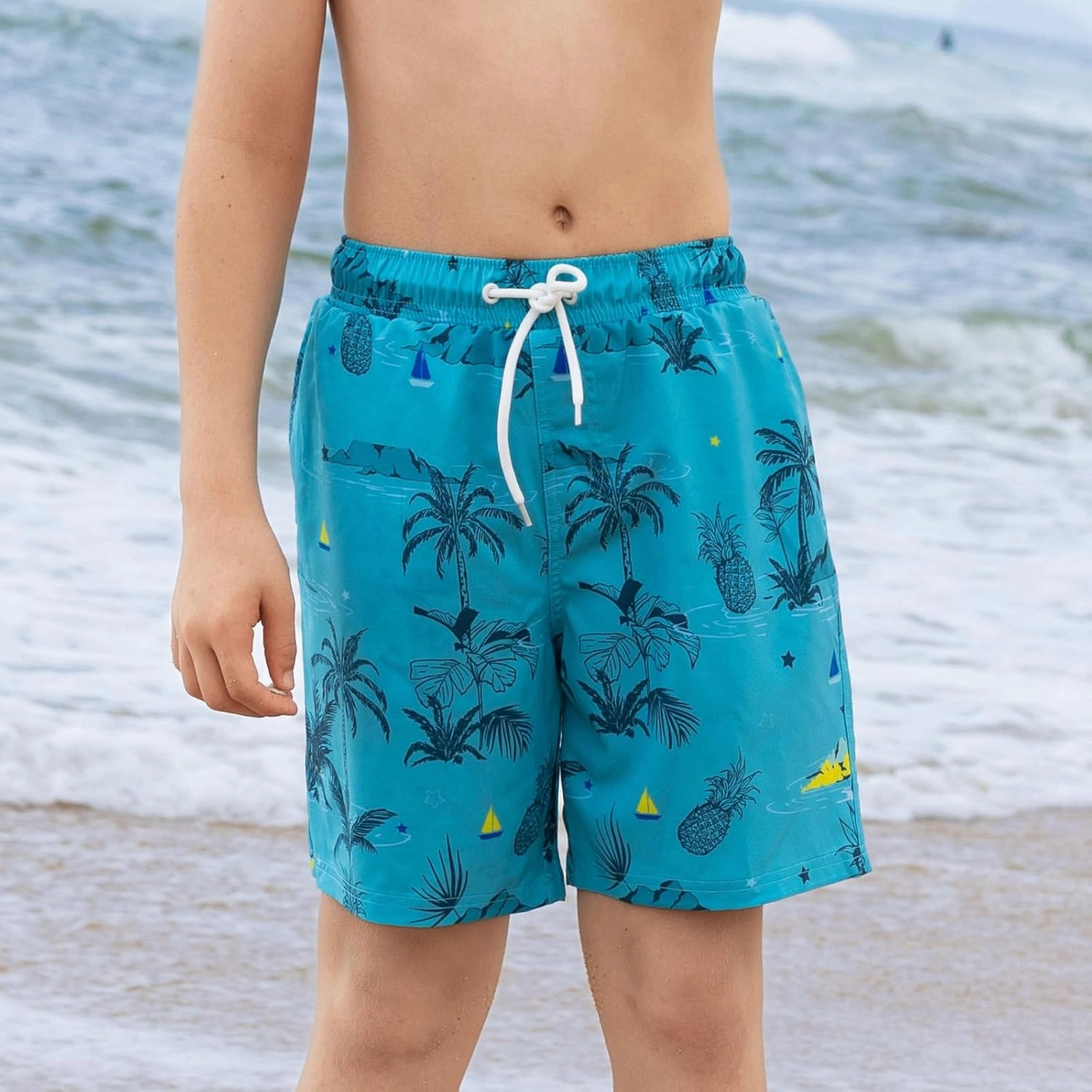Angel season Boys Swim Trunks with Compression Liner Boxer Brief Teens Swimsuit Youth UPF 50  Board Short Size 7-14Years