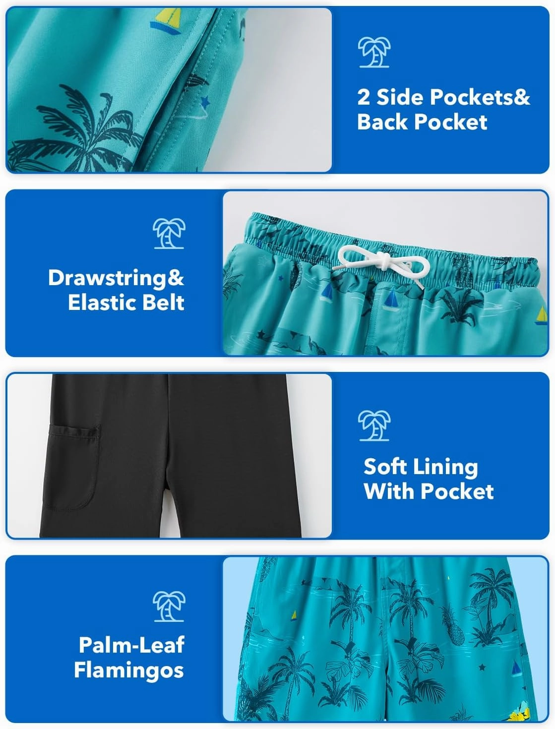 Angel season Boys Swim Trunks with Compression Liner Boxer Brief Teens Swimsuit Youth UPF 50  Board Short Size 7-14Years