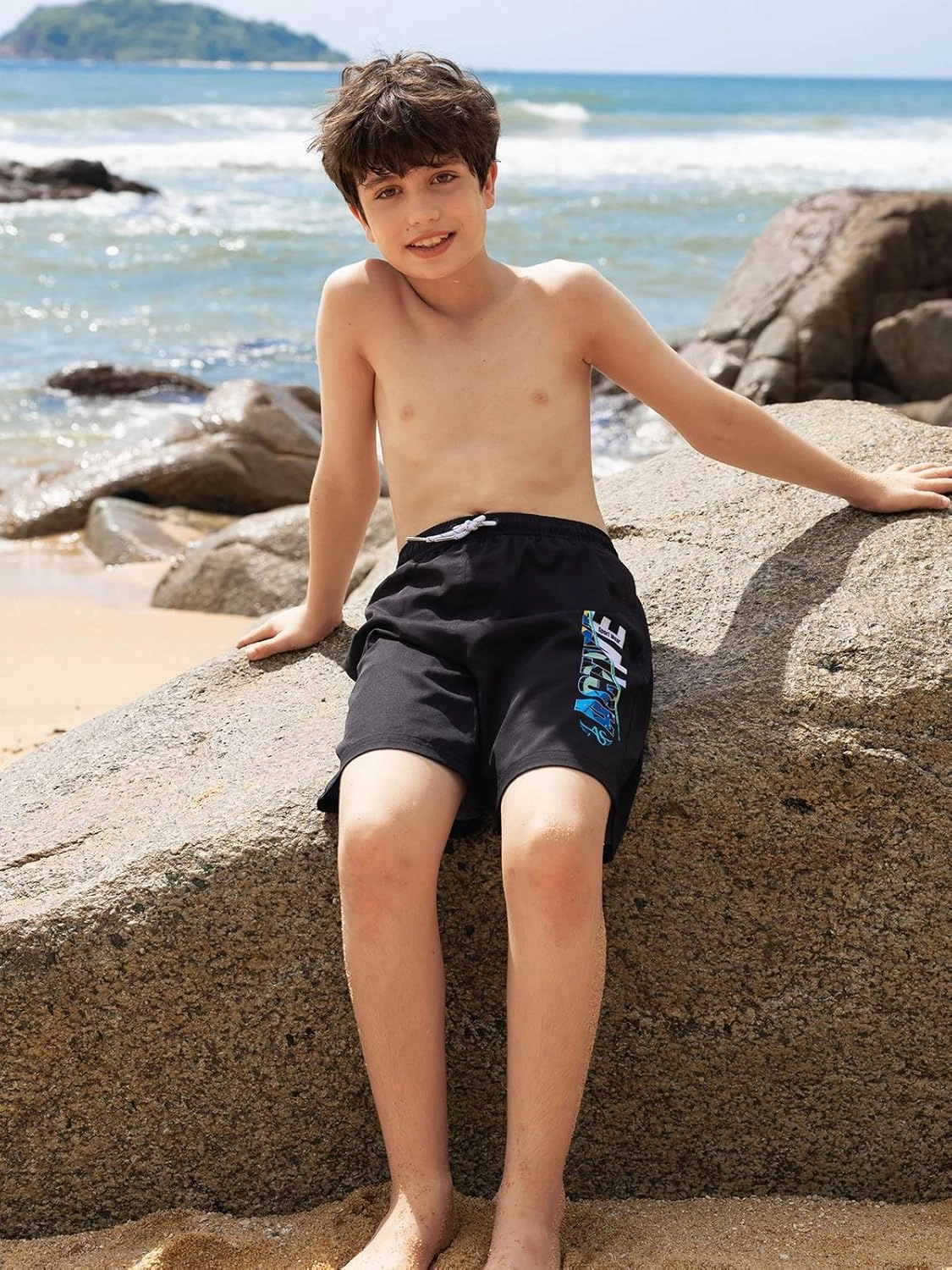 Angel season Boys Swim Trunks with Compression Liner Boxer Brief Teens Swimsuit Youth UPF 50  Board Short Size 7-14Years