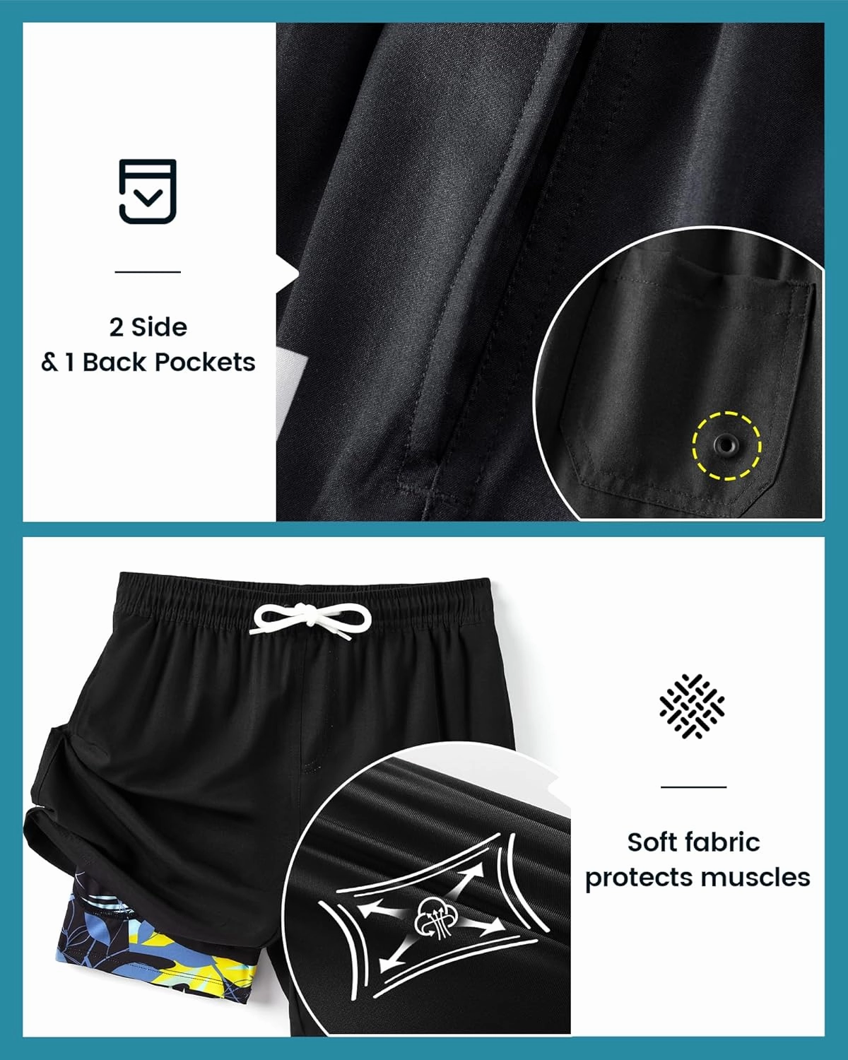 Angel season Boys Swim Trunks with Compression Liner Boxer Brief Teens Swimsuit Youth UPF 50  Board Short Size 7-14Years